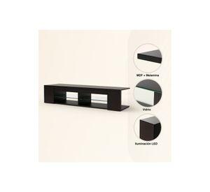 Mueble de TV Moderno Negro con Luces LED y Compartimentos