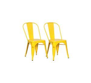 PACK 2 SILLAS TOLIX METALICAS PARA RESTAURANT O TERRAZA RESISTENTE APILABLE