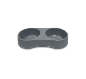 Plato Mascota Doble Redondo Gris