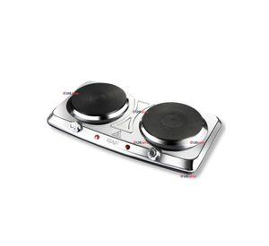 Cocina Eléctrica Portátil 2 Platos 2000W de Potencia Acero Inoxidable