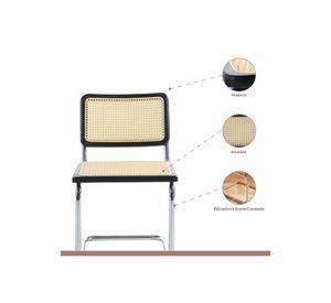 Comedor Mesa Eames 80cm redonda vidrio + 4 Sillas Breuer Madera - Negra