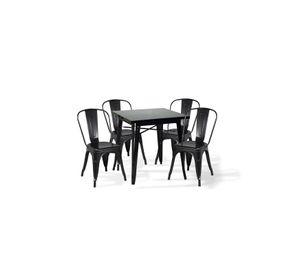 Comedor Mesa Tolix 80x80cm + 4 sillas Tolix Negras