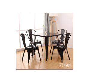 Comedor Mesa Tolix 80x80cm + 4 sillas Tolix Negras