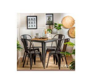 Comedor Mesa Tolix 80x80cm + 4 sillas Tolix Negras