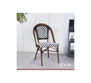 Pack de 4 Sillas Bistro Parisina Rattan - Blanca con negro