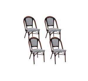 Pack de 4 Sillas Bistro Parisina Rattan - Blanca con negro