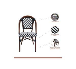 Pack de 4 Sillas Bistro Parisina Rattan - Blanca con negro
