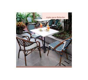 Pack de 4 Sillas Bistro Parisina Rattan - Blanca con negro