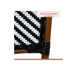 Pack de 4 Sillas Bistro Parisina Rattan - Blanca con negro