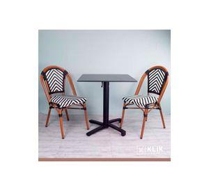 Pack de 4 Sillas Bistro Parisina Rattan - Blanca con negro