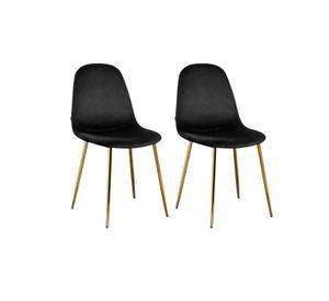 PACK 2 SILLAS PARA COMEDOR CON ASIENTO DE TERCIOPELO TRENDY TOP CON PATAS DORADAS