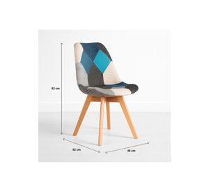 Silla Eames Patchwork Acolchada Tela Wood - Celeste