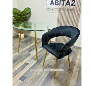 COMEDOR FLORENCIA TERCIOPELO CON MESA DE VIDRIO 120CM MINIMALISTA - 4 PUESTOS