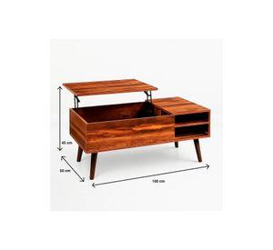Mesa de Centro Rústica Greva Lift con Cajones y Repisa