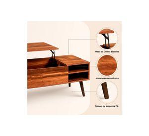 Mesa de Centro Rústica Greva Lift con Cajones y Repisa