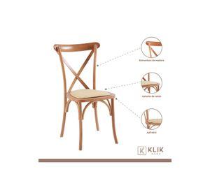 Comedor Mesa de Vidrio Rectangular 120x80 + 6 Silla Crossback Madera