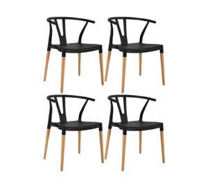 PACK 4 SILLAS WISH ASIENTO POLIPROPILENO ESTRUCTURA MADERA