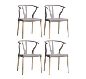 PACK 4 SILLAS WISH ASIENTO POLIPROPILENO ESTRUCTURA MADERA