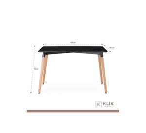 Comedor Mesa 120x80 Rectangular Negra + 6 Sillas de Comedor Enrejada