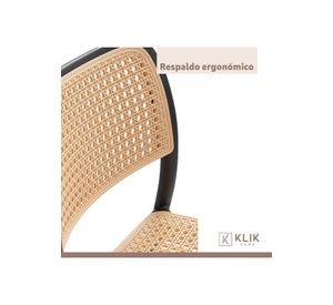 Comedor Mesa 120x80 Rectangular Negra + 6 Sillas de Comedor Enrejada