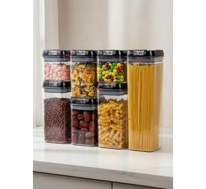 Set Contenedor de Alimentos 7 Piezas Herméticos Plástico Despensa