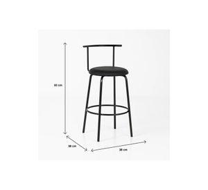 Pack de 2 Taburetes Altos Oslo Metal y Cuero Sintético - Negro
