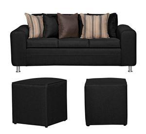 SOFA LEGEND 3 CUERPOS + 2 POUF NEGRO