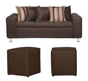 SOFA LEGEND 3 CUERPOS + 2 POUF CAFÉ