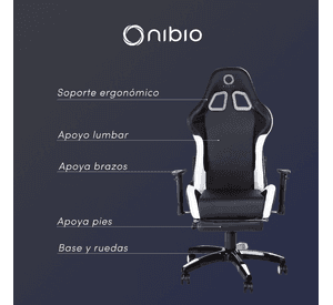 Silla Gamer Nibio Destroyer Reclinable 180° Apoyapies Blanca