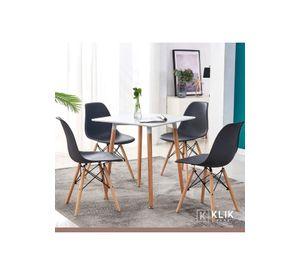Comedor Mesa Eames Cuadrada Blanca + 4 Sillas Eames Negras