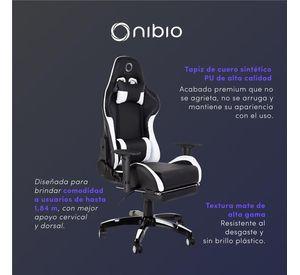 Silla Gamer Nibio Destroyer Reclinable 180° Apoyapies Blanca
