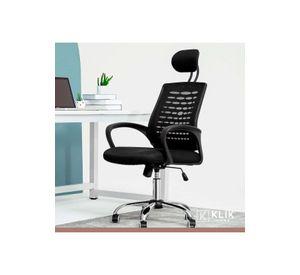 Silla oficina simply mesh negra con apoyabrazos y cabeza