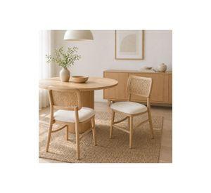 Pack de 2 Sillas de Estilo Natural con Respaldo Tejido y Asiento Acolchado