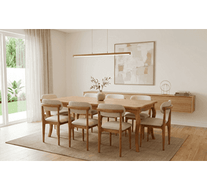 Comedor 8 Sillas Mónaco 100x200 tapiz crudo