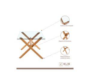 Comedor mesa de vidrio cross 140x90 + 6 sillas Crossback Madera