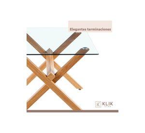 Comedor mesa de vidrio cross 140x90 + 6 sillas Crossback Madera