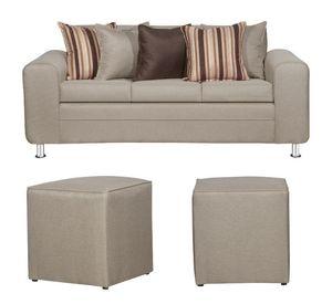 SOFA LEGEND 3 CUERPOS BEIGE + 2 POUF