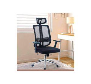 Silla de oficina mesh negra ejecutiva con apoyabrazos y cabeza