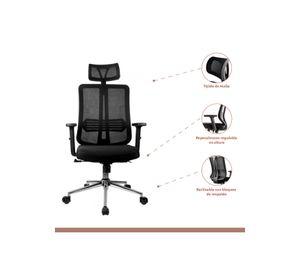 Silla de oficina mesh negra ejecutiva con apoyabrazos y cabeza