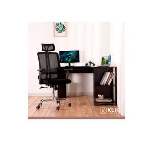 Silla de oficina mesh negra ejecutiva con apoyabrazos y cabeza