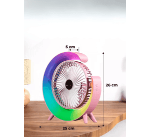 Ventilador Escritorio Portátil USB con Lámpara Luces LED Colores