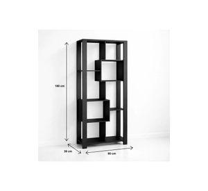 Estantería Prisma Noir Librero Geométrico Moderno 39x80x180 - Negro