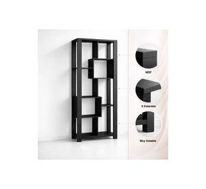 Estantería Prisma Noir Librero Geométrico Moderno 39x80x180 - Negro