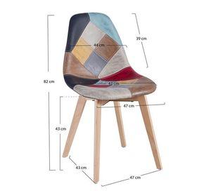 SILLA CAPITONE PATCHWORK WOOD CUERO PARA COMEDOR VINTAGE