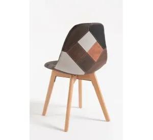 SILLA CAPITONE PATCHWORK WOOD CUERO PARA COMEDOR VINTAGE