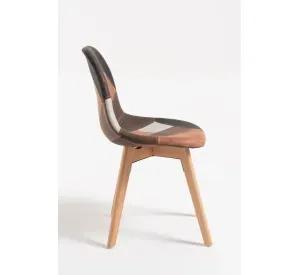SILLA CAPITONE PATCHWORK WOOD CUERO PARA COMEDOR VINTAGE