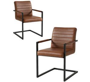 PACK 2 SILLAS PALERMO CUERO SINTETICO CAFE IDEAL PARA OFICINA O COMEDOR