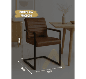 PACK 2 SILLAS PALERMO CUERO SINTETICO CAFE IDEAL PARA OFICINA O COMEDOR