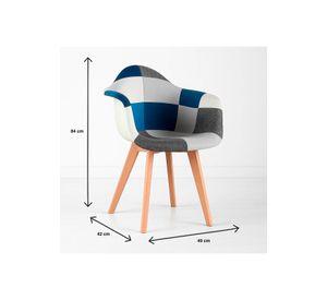 Pack de 4 Butacas Sitial Patchwork Acolchado Wood - Celeste