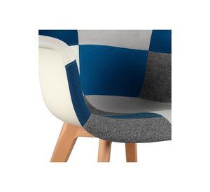 Pack de 4 Butacas Sitial Patchwork Acolchado Wood - Celeste